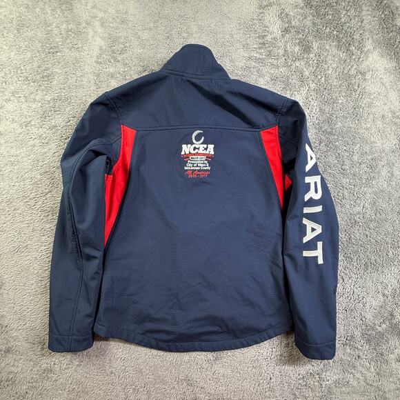 Ariat Women's M Softshell Jacket NCEA Championship Navy Red Equestrian Zip - Picture 3 of 9
